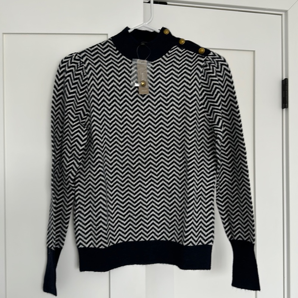 NWT. J Crew Chevron Striped Sweater. Size XS.